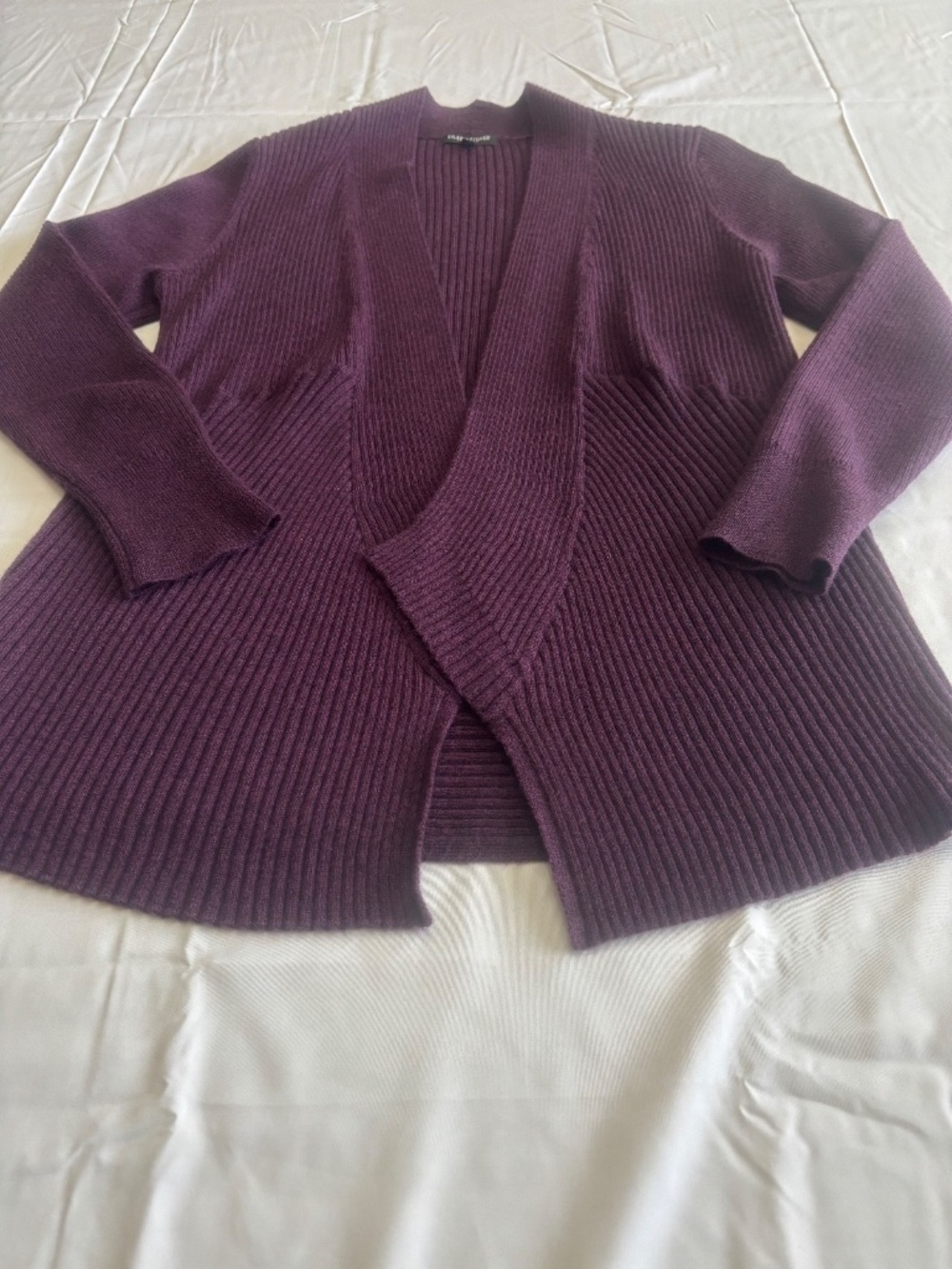 Eileen Fisher Cardigan Open Front 100% Merino Wool Petite Large Lagenlook